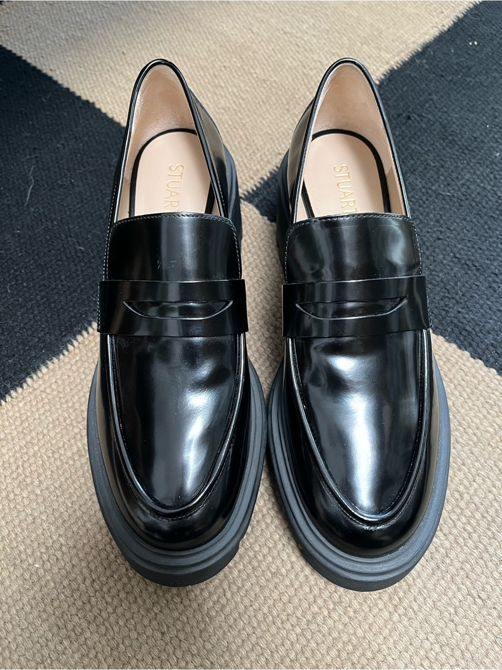Stuart Weitzman Black Patent Leather Loafers